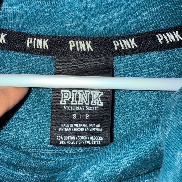 Victoria's Secret PINK sz S blue teal‎ cowl neck Hoodie NWOT - Picture 4 of 7